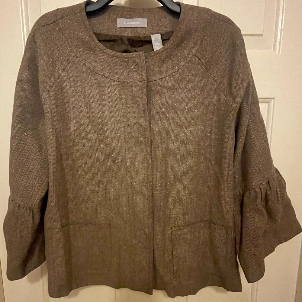 Black Label Evan Picone Skirt Women's 18 Brown Tweed Pencil Knee Classic Demure